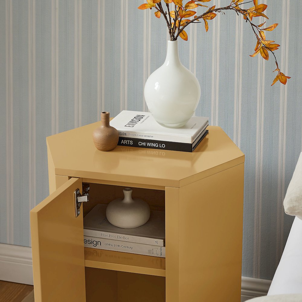 Kade Faceted Semi-Gloss Side Table - Mustard