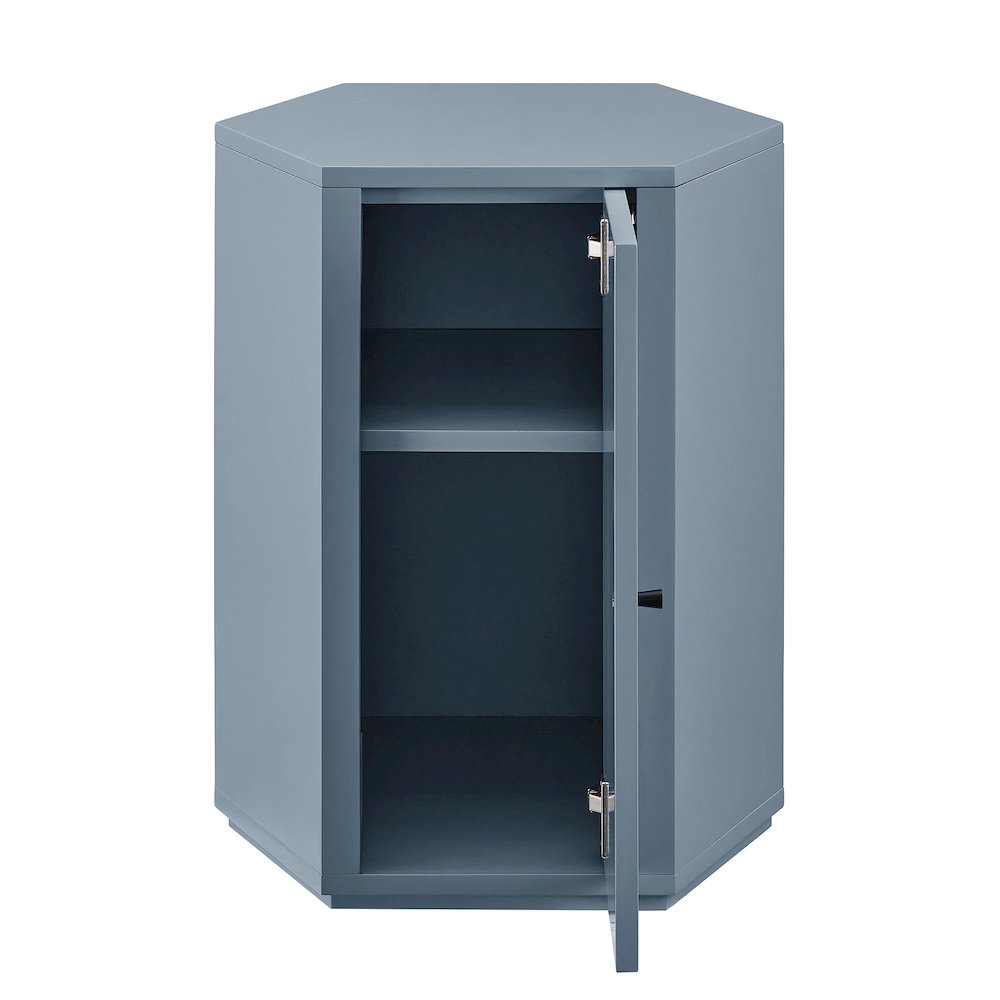 Kade Faceted Semi-Gloss Side Table - Stillwater Blue