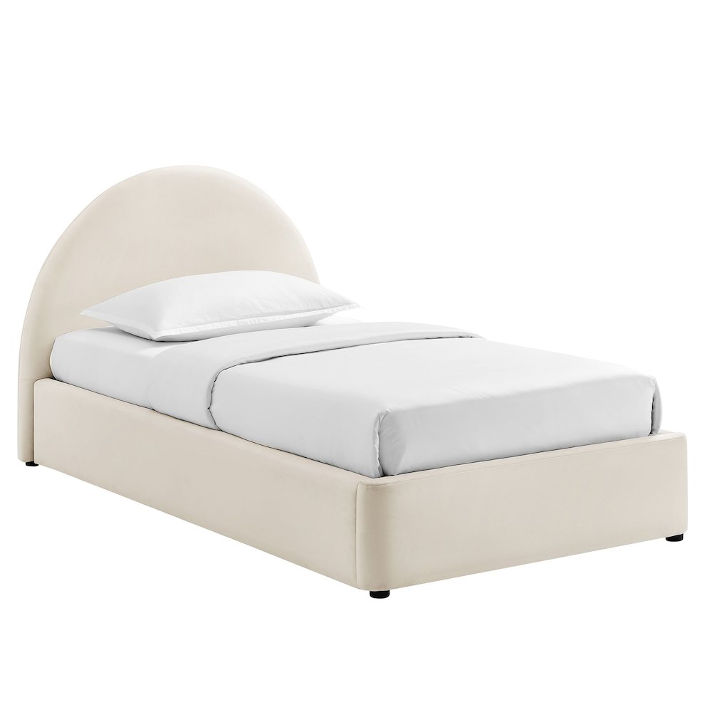 Resort Twin Arched Performance Velvet Storage Platform Bed - Alabaster