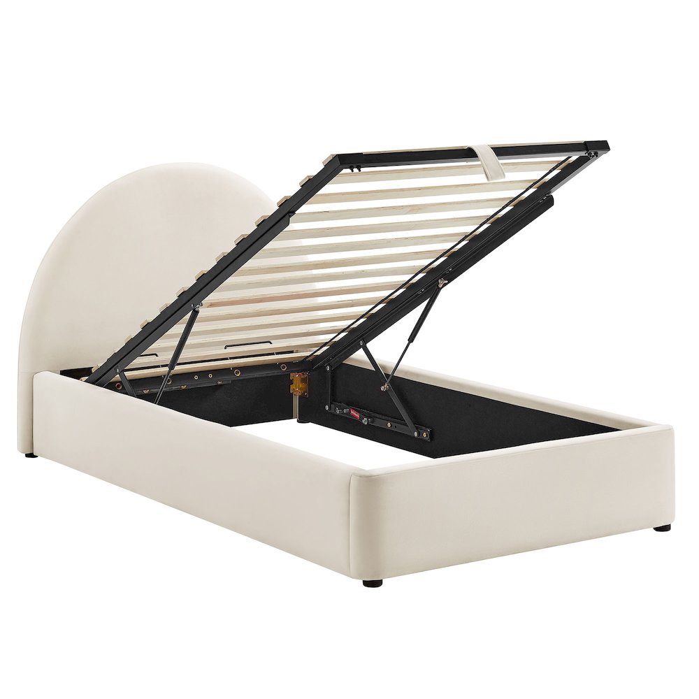 Resort Twin Arched Performance Velvet Storage Platform Bed - Alabaster