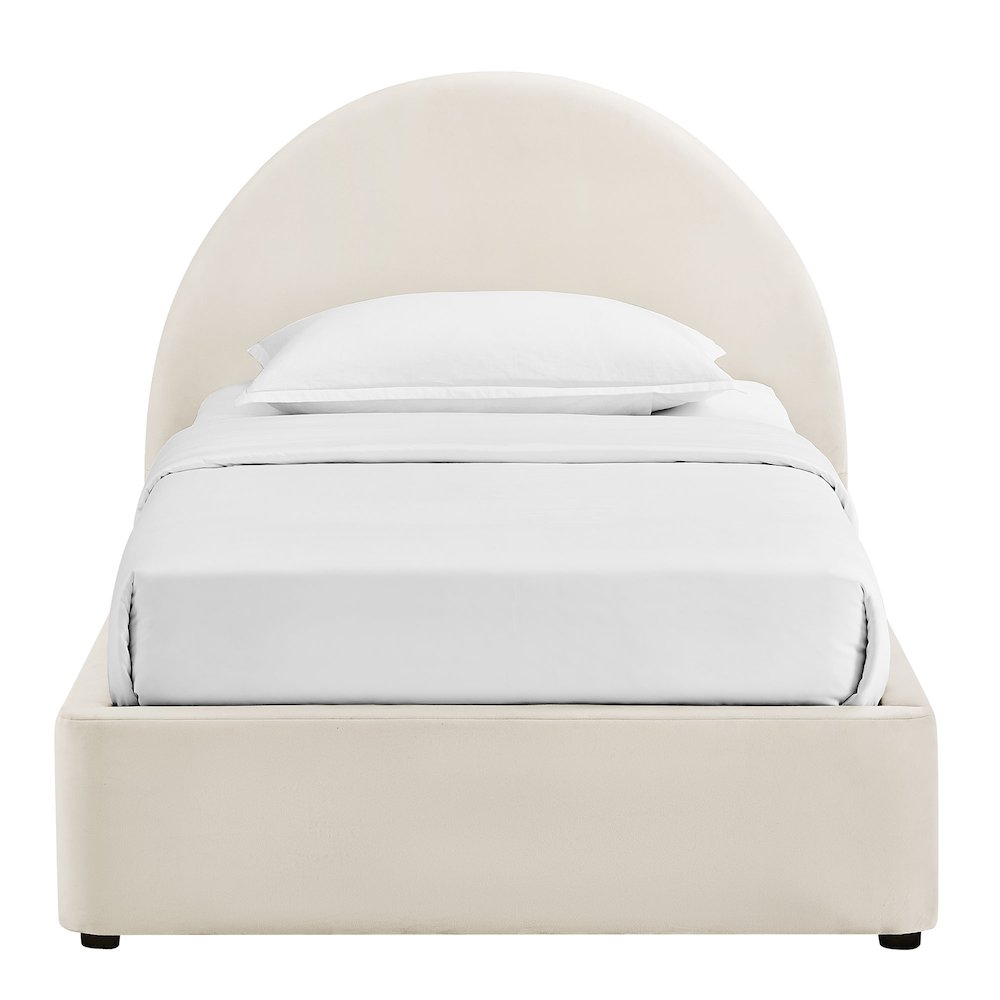 Resort Twin Arched Performance Velvet Storage Platform Bed - Alabaster