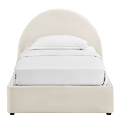 Resort Twin Arched Performance Velvet Storage Platform Bed - Alabaster