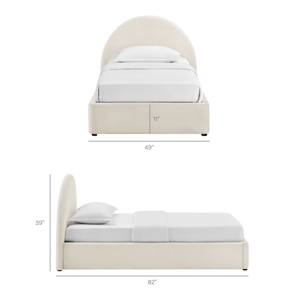 Resort Twin Arched Performance Velvet Storage Platform Bed - Alabaster
