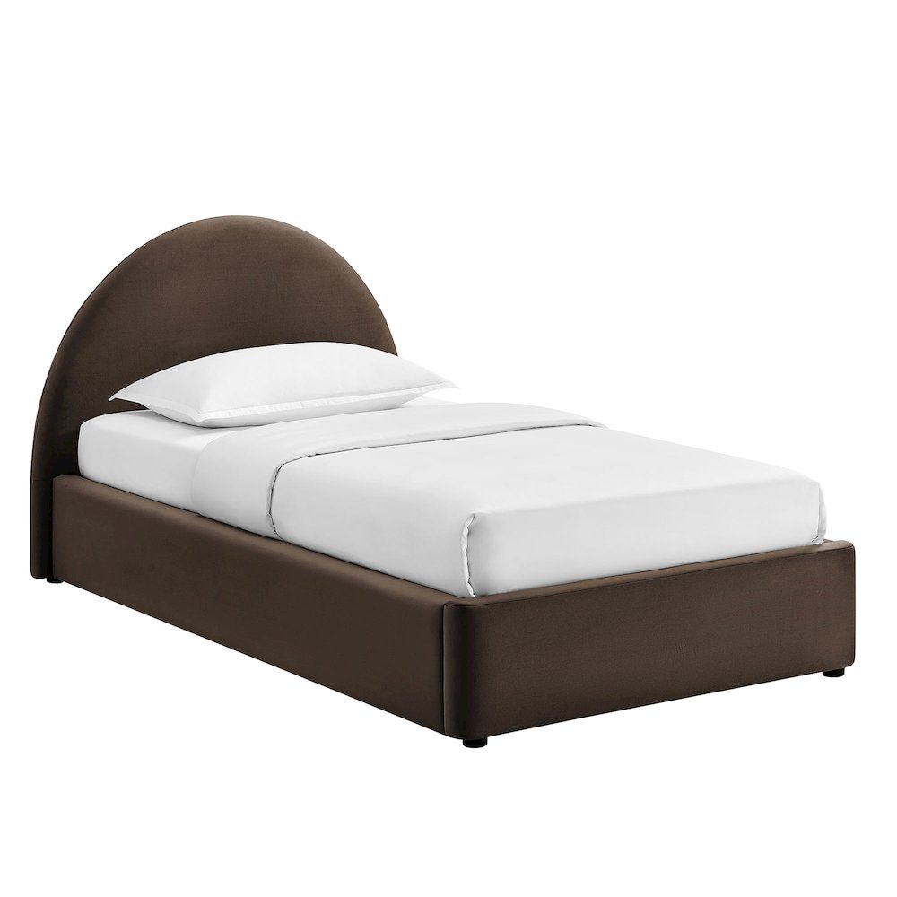 Resort Twin Arched Performance Velvet Storage Platform Bed - Chocolate Brown