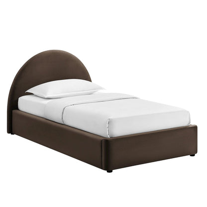 Resort Twin Arched Performance Velvet Storage Platform Bed - Chocolate Brown