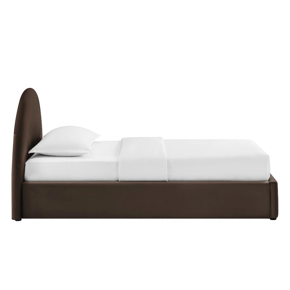 Resort Twin Arched Performance Velvet Storage Platform Bed - Chocolate Brown