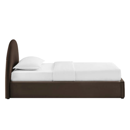 Resort Twin Arched Performance Velvet Storage Platform Bed - Chocolate Brown