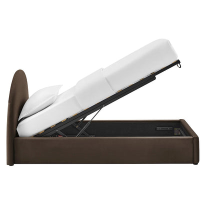 Resort Twin Arched Performance Velvet Storage Platform Bed - Chocolate Brown
