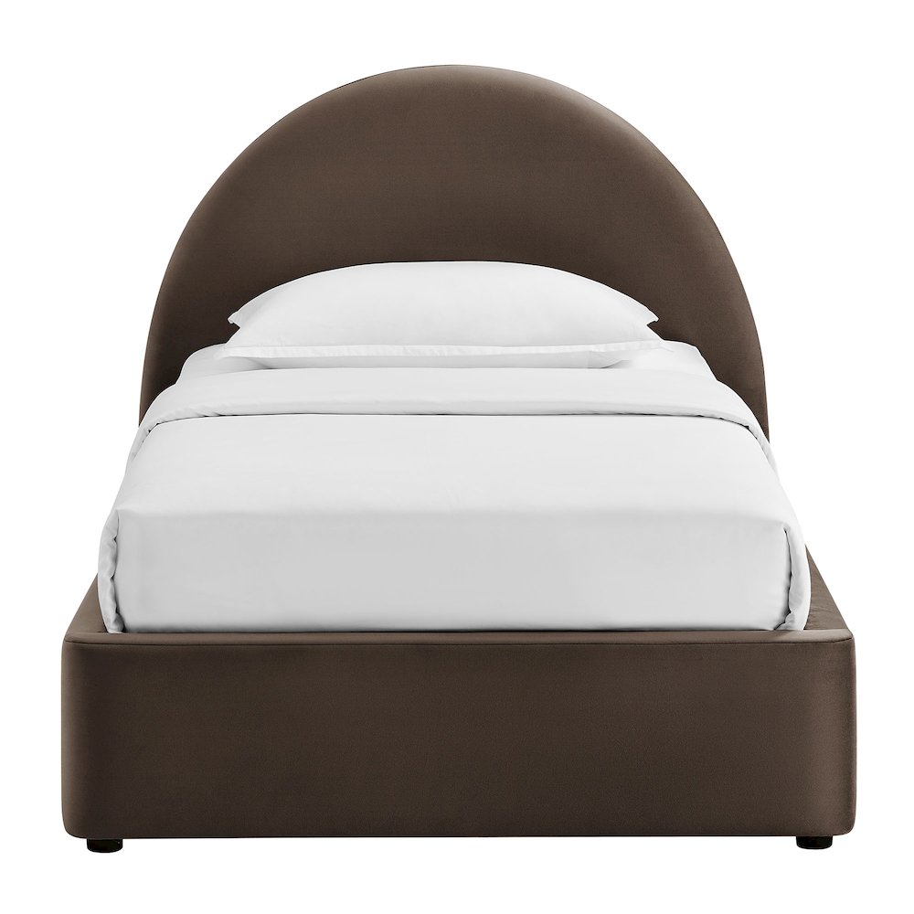 Resort Twin Arched Performance Velvet Storage Platform Bed - Chocolate Brown