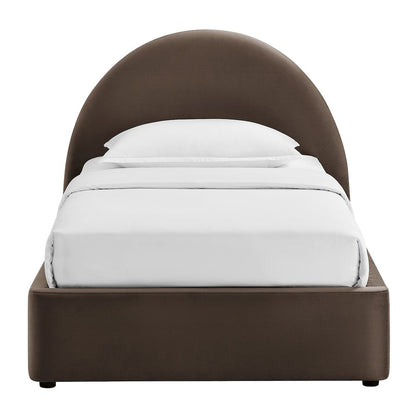 Resort Twin Arched Performance Velvet Storage Platform Bed - Chocolate Brown