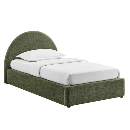 Resort Twin Arched Upholstered Fabric Storage Platform Bed Frame - Foliage