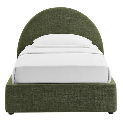 Resort Twin Arched Upholstered Fabric Storage Platform Bed Frame - Foliage