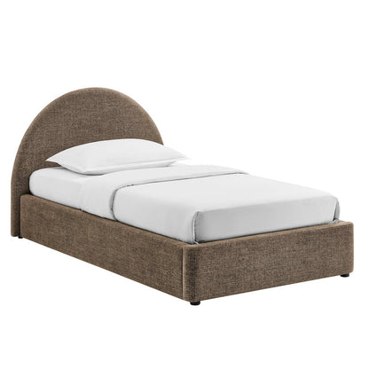 Resort Twin Arched Upholstered Fabric Storage Platform Bed Frame - Mocha