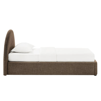 Resort Twin Arched Upholstered Fabric Storage Platform Bed Frame - Mocha