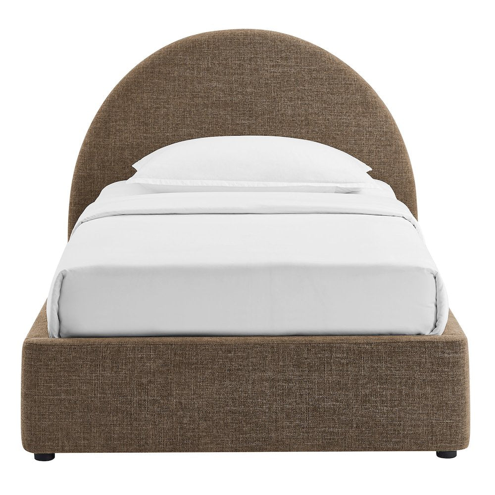 Resort Twin Arched Upholstered Fabric Storage Platform Bed Frame - Mocha