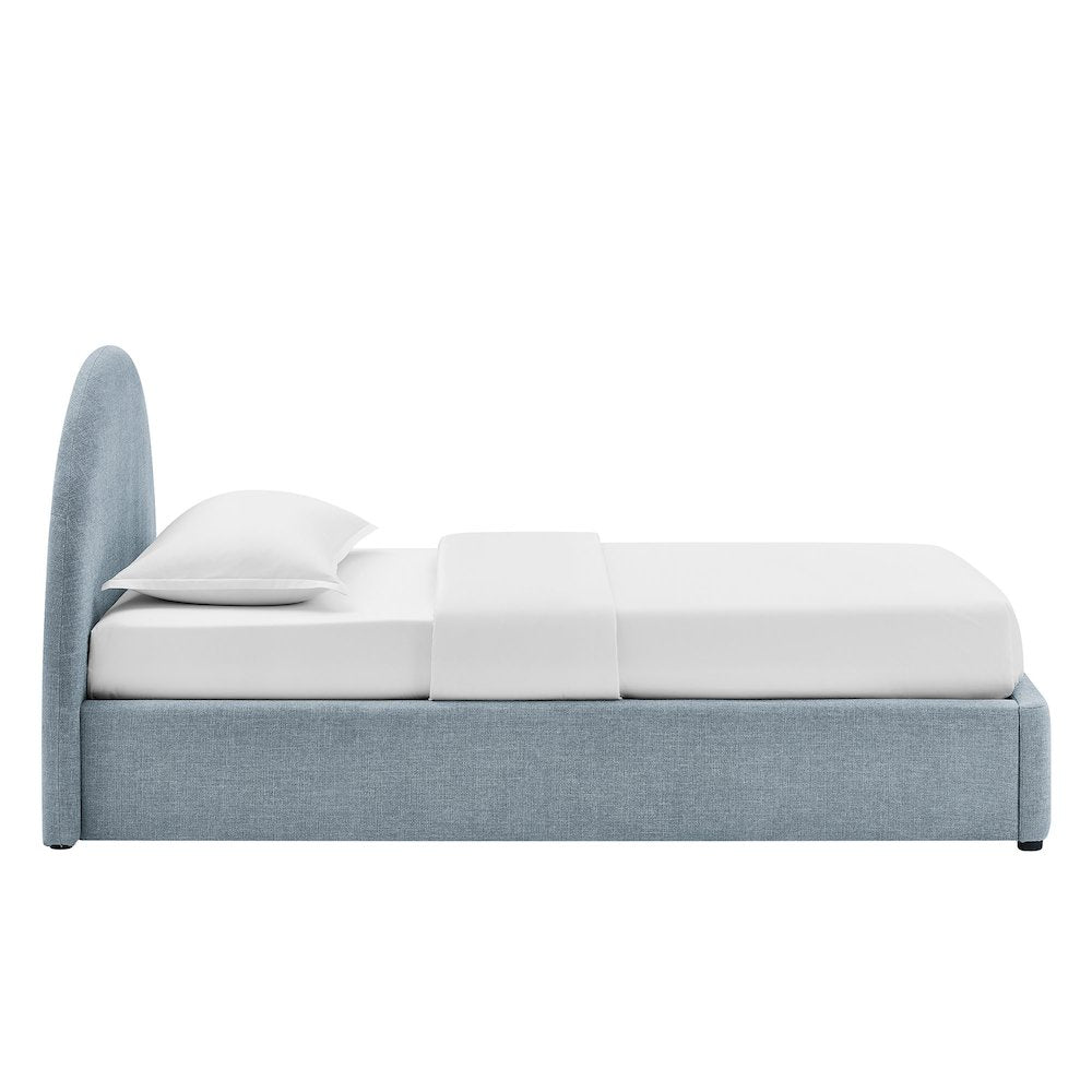 Resort Twin Arched Upholstered Fabric Storage Platform Bed Frame - Sky