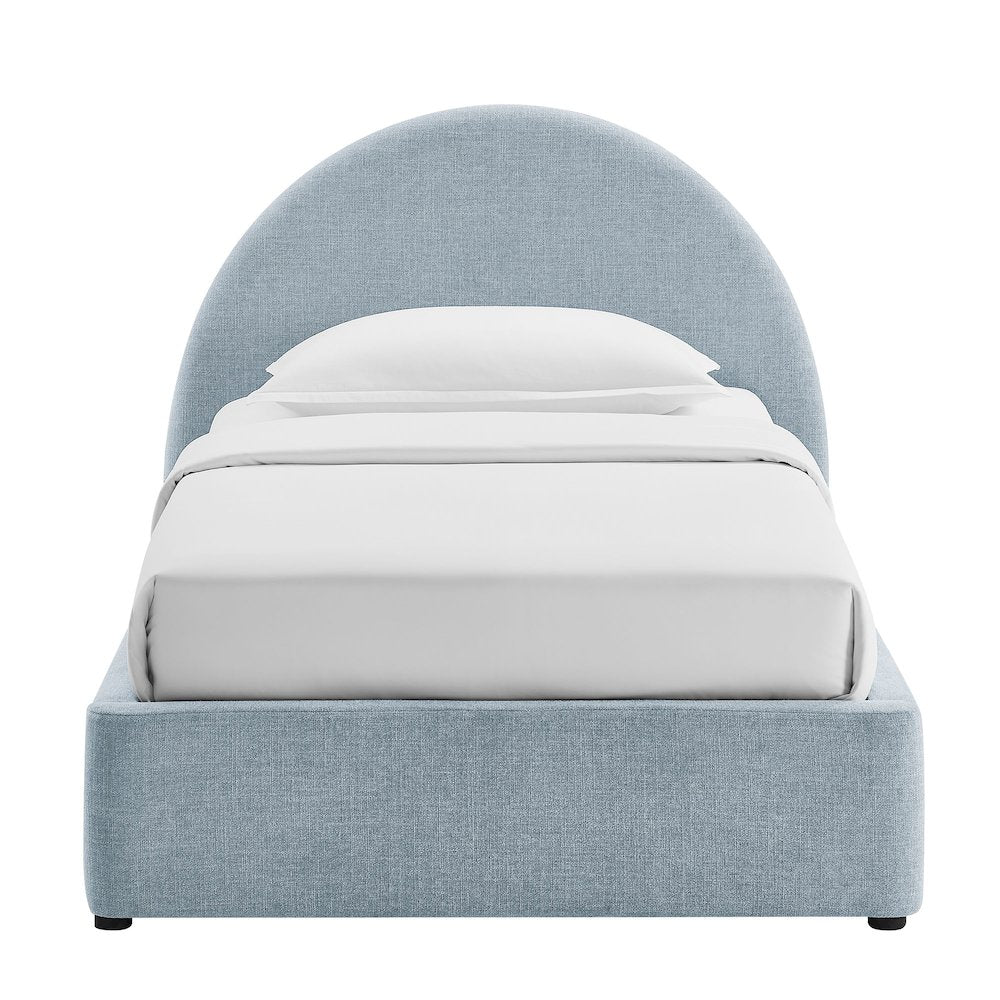 Resort Twin Arched Upholstered Fabric Storage Platform Bed Frame - Sky
