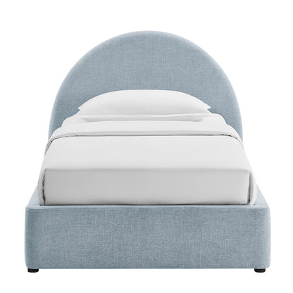 Resort Twin Arched Upholstered Fabric Storage Platform Bed Frame - Sky