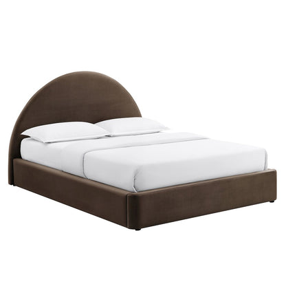 Resort Full Arched Performance Velvet Storage Platform Bed - Chocolate Brown