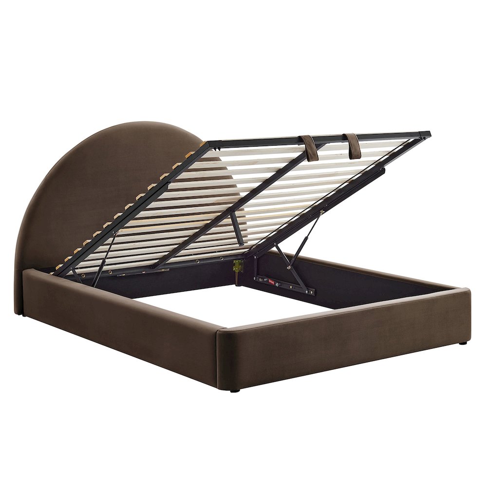 Resort Full Arched Performance Velvet Storage Platform Bed - Chocolate Brown