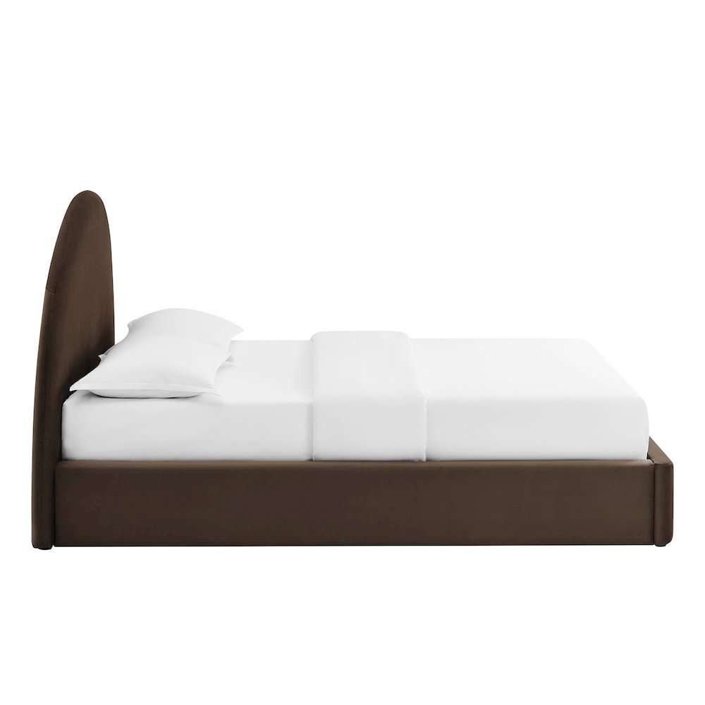Resort Full Arched Performance Velvet Storage Platform Bed - Chocolate Brown