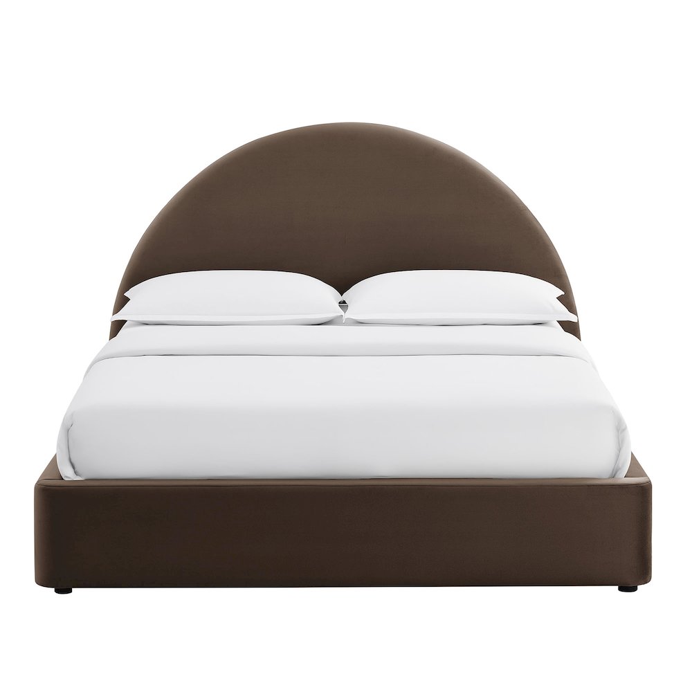 Resort Full Arched Performance Velvet Storage Platform Bed - Chocolate Brown