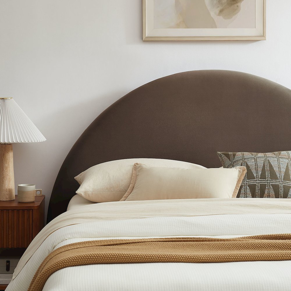 Resort Full Arched Performance Velvet Storage Platform Bed - Chocolate Brown