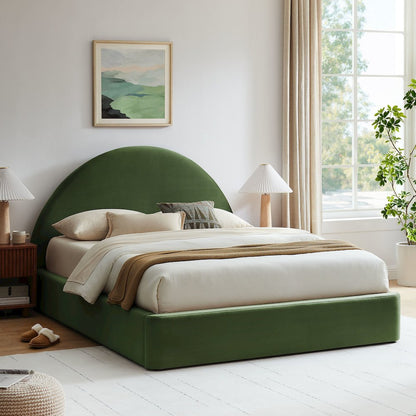 Resort Full Arched Performance Velvet Storage Platform Bed - Moss Green