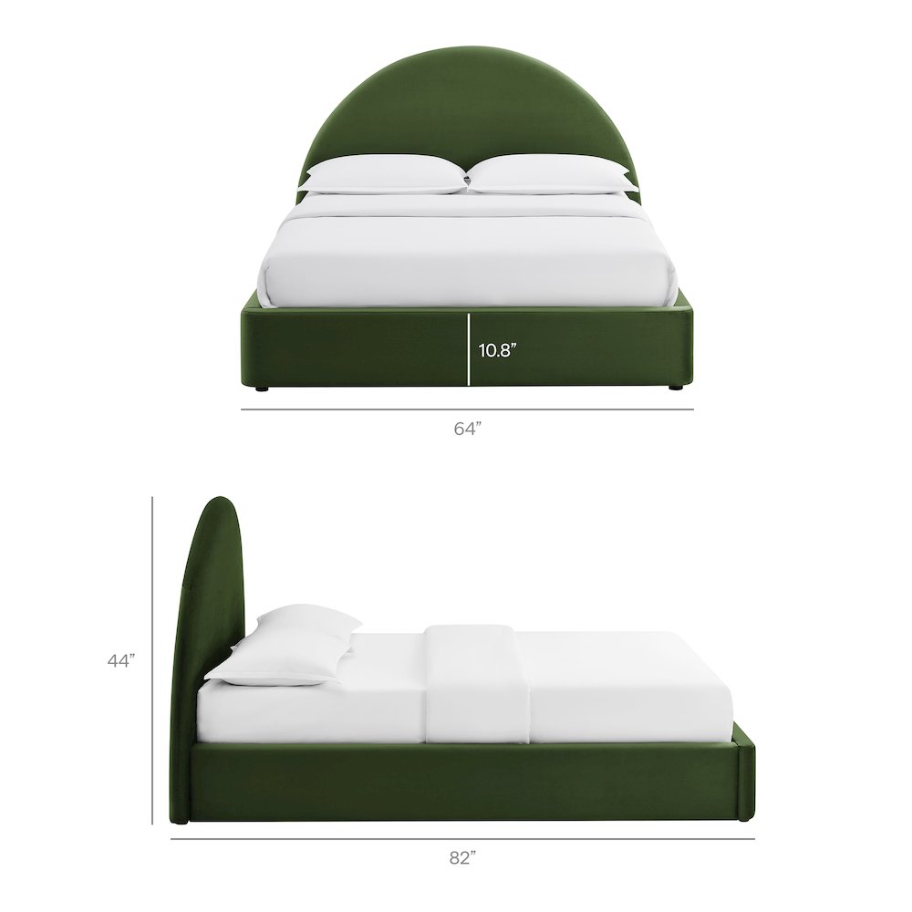 Resort Full Arched Performance Velvet Storage Platform Bed - Moss Green