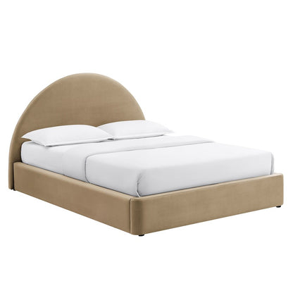 Resort Full Arched Performance Velvet Storage Platform Bed - Taupe