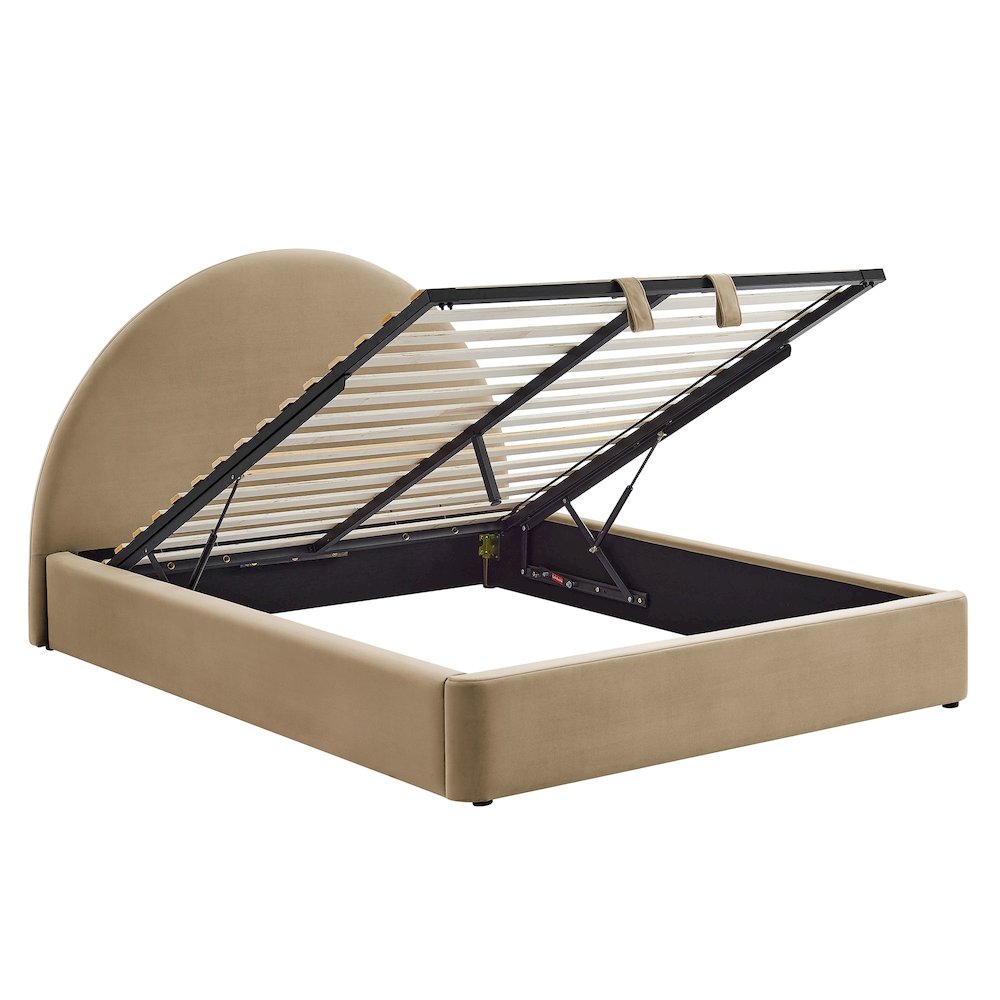 Resort Full Arched Performance Velvet Storage Platform Bed - Taupe
