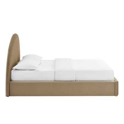 Resort Full Arched Performance Velvet Storage Platform Bed - Taupe