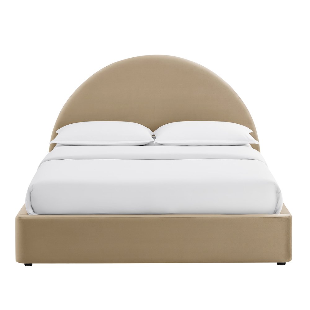 Resort Full Arched Performance Velvet Storage Platform Bed - Taupe