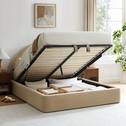 Resort Full Arched Performance Velvet Storage Platform Bed - Taupe