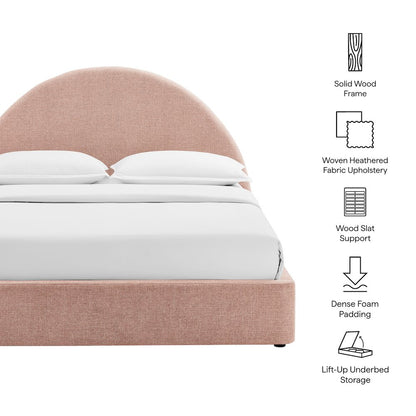 Resort Full Arched Upholstered Fabric Storage Platform Bed Frame - Blush
