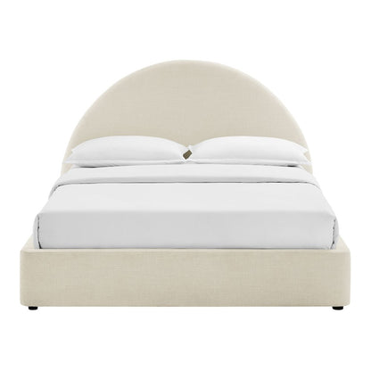 Resort Full Arched Upholstered Fabric Storage Platform Bed Frame - Ecru