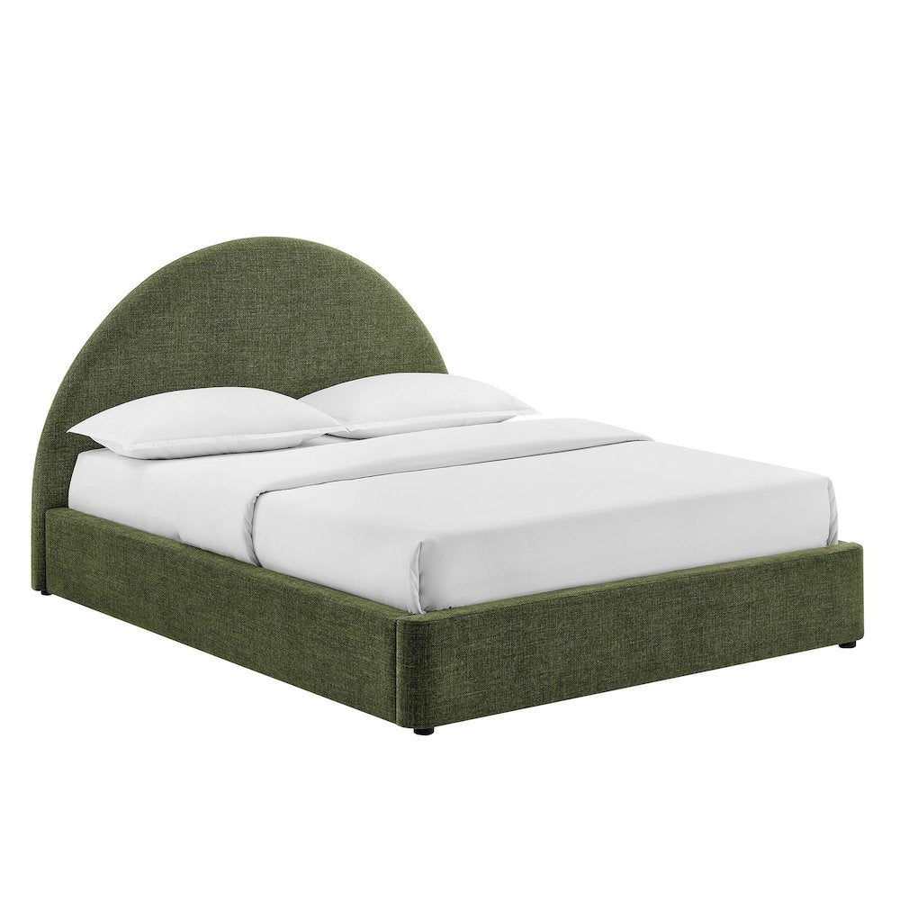 Resort Full Arched Upholstered Fabric Storage Platform Bed Frame - Foliage