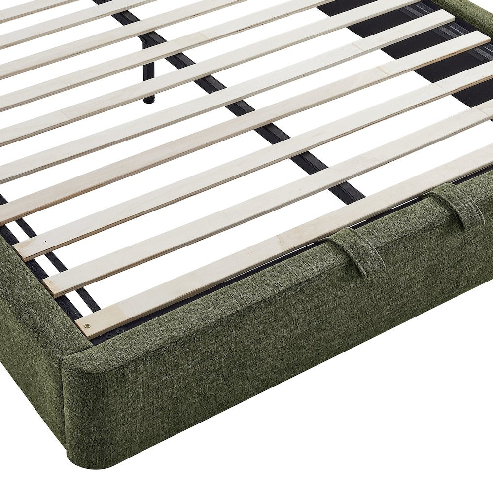 Resort Full Arched Upholstered Fabric Storage Platform Bed Frame - Foliage