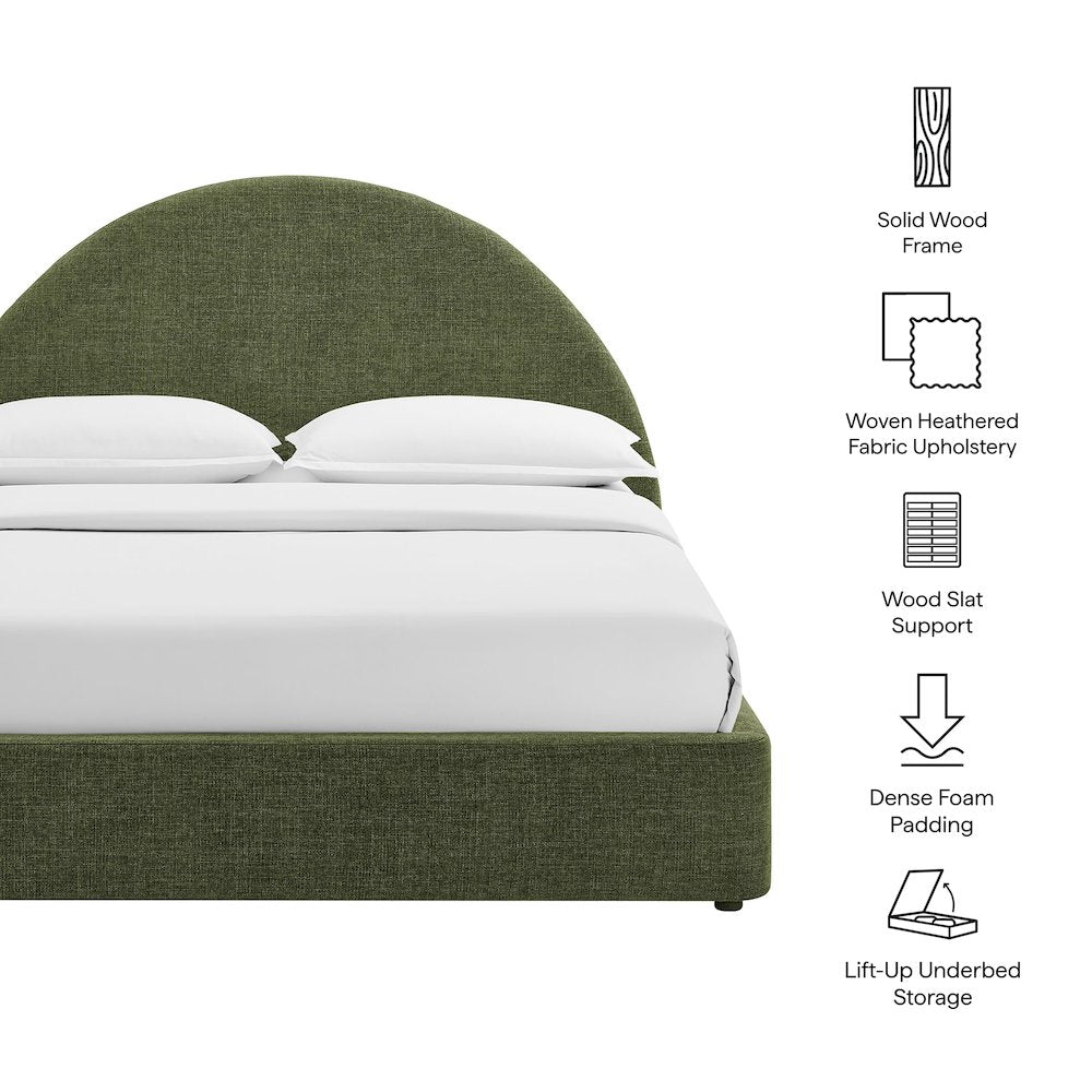 Resort Full Arched Upholstered Fabric Storage Platform Bed Frame - Foliage