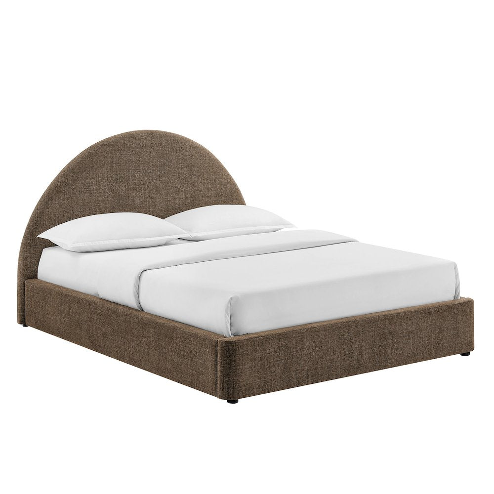 Resort Full Arched Upholstered Fabric Storage Platform Bed Frame - Mocha