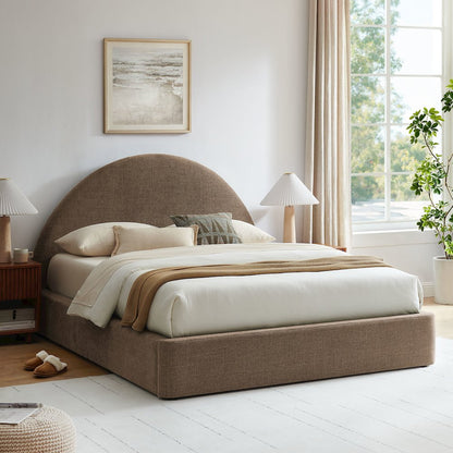 Resort Full Arched Upholstered Fabric Storage Platform Bed Frame - Mocha