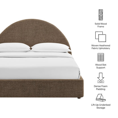 Resort Full Arched Upholstered Fabric Storage Platform Bed Frame - Mocha