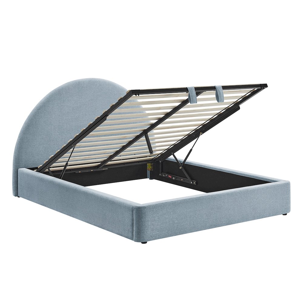 Resort Full Arched Upholstered Fabric Storage Platform Bed Frame - Sky