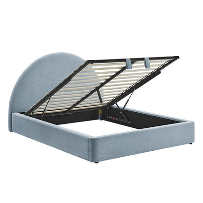Resort Full Arched Upholstered Fabric Storage Platform Bed Frame - Sky