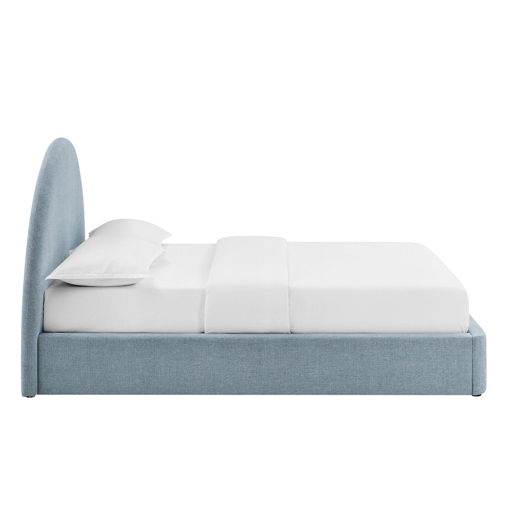 Resort Full Arched Upholstered Fabric Storage Platform Bed Frame - Sky