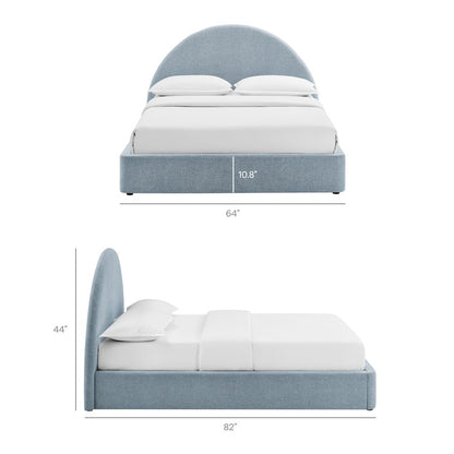 Resort Full Arched Upholstered Fabric Storage Platform Bed Frame - Sky