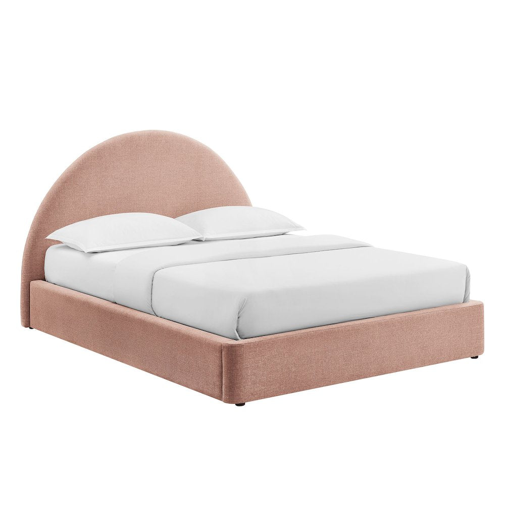 Resort Queen Arched Upholstered Fabric Storage Platform Bed Frame - Blush
