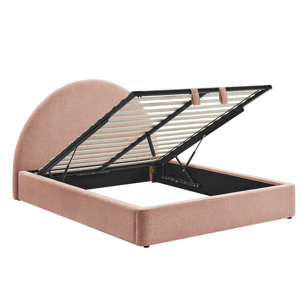 Resort Queen Arched Upholstered Fabric Storage Platform Bed Frame - Blush
