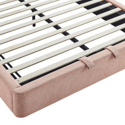 Resort Queen Arched Upholstered Fabric Storage Platform Bed Frame - Blush