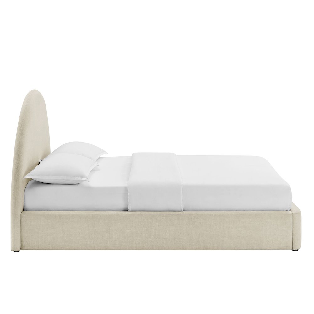 Resort Queen Arched Upholstered Fabric Storage Platform Bed Frame - Ecru